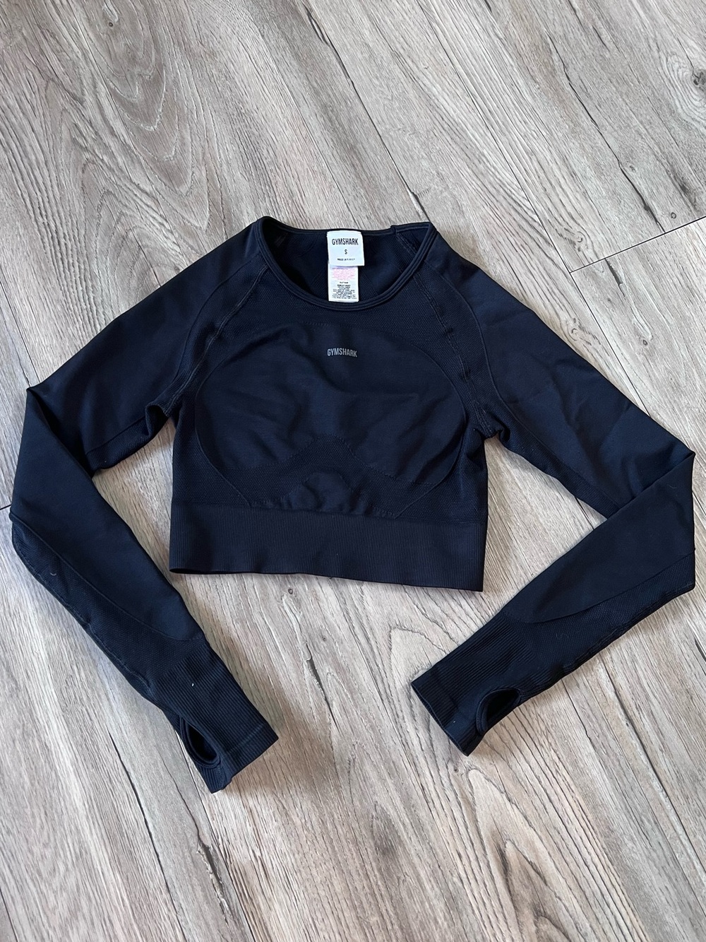Gymshark Black Long-Sleeve Cropped Seamless Top